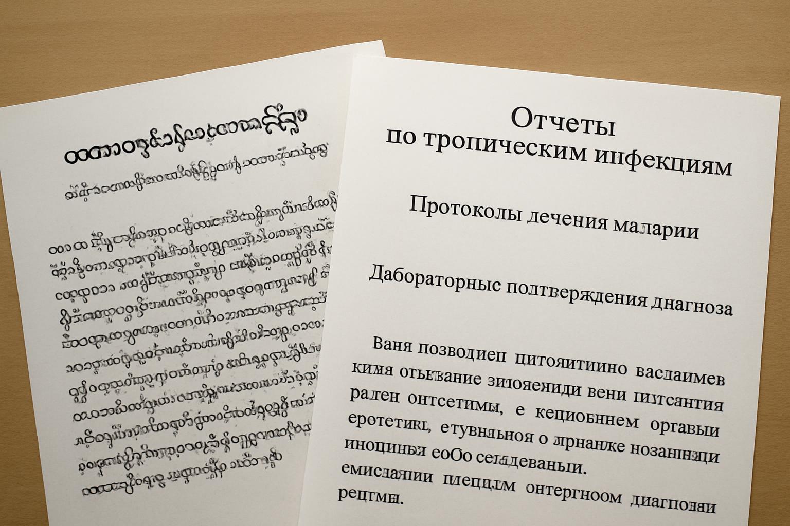 Медицинский письменный перевод с бирманского на русский: отчёты по тропическим инфекциям, протоколы лечения малярии и лабораторные подтверждения диагноза. Особенности бирманского языка и клинической документации